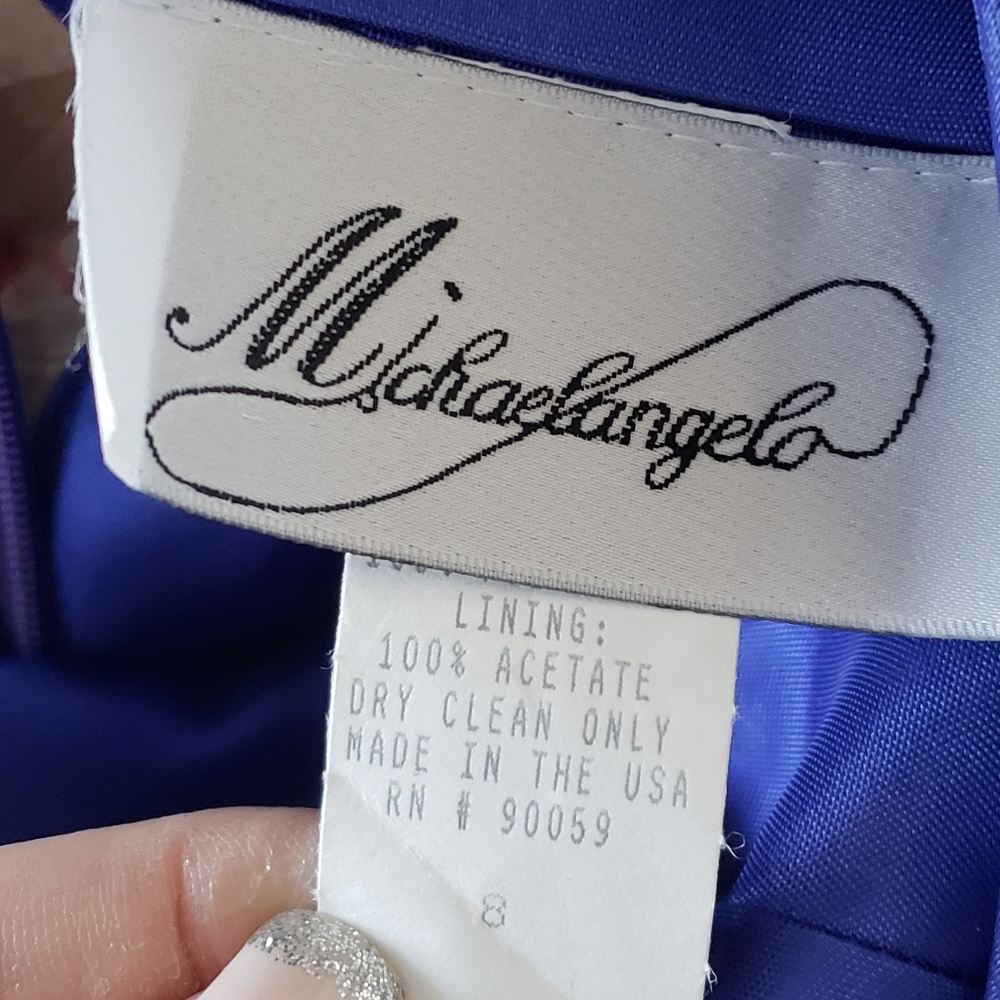David's Bridal Royal Blue Satin Two-Piece Formal Set - Picture 4 of 6